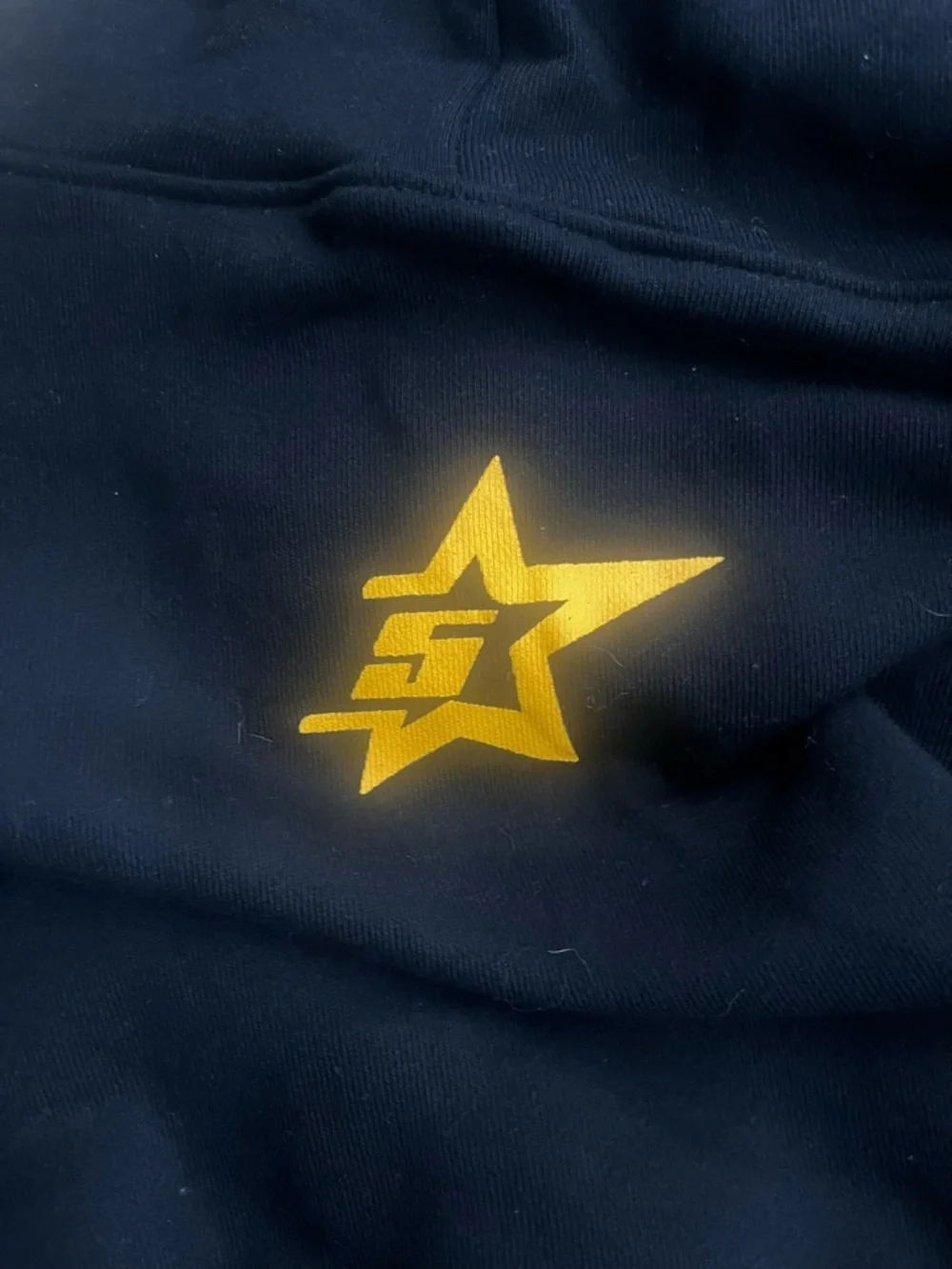Kids Black Graphic Puffer Hoodie with Spiderweb and Star Accents